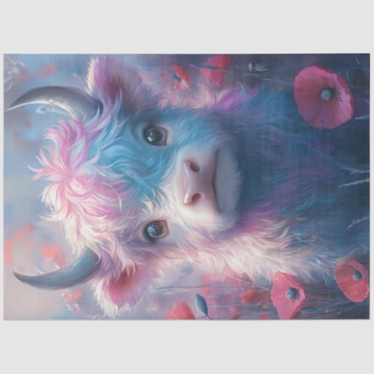 Decoupage Hoogland Kalf Omgeven Poppies Tissuepapier (Voorkant)