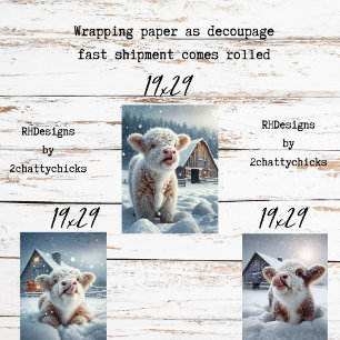 Decoupage Hoogland Kalfjes Winterse Taferelen Inpakpapier Vel