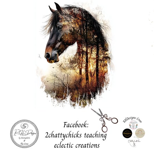 Decoupage Horse Harmony Natuur Double Exposure Tissuepapier