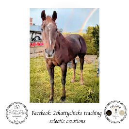 Decoupage Horse in Field Rainbow  Tissuepapier