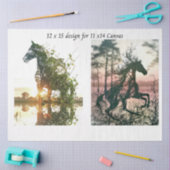 Decoupage Horses Double Exposure 11x14 Canvas Tissuepapier (Craft)