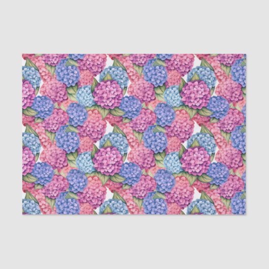 Decoupage Hortensia Bloem Blauw Roze Tissuepapier (Voorkant)