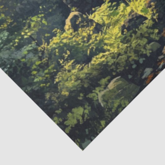 Decoupage houten overdekte brug tissuepapier (Detail)