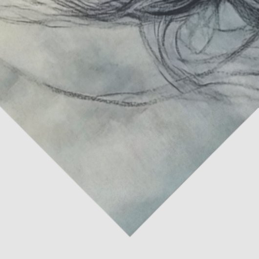 Decoupage Houtskool Rust Hengst Wild Spirit Tissuepapier (Detail)