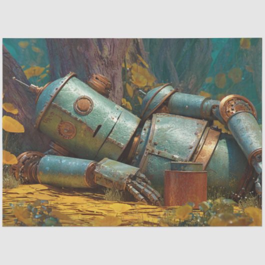 Decoupage Humanoid Robotic Steampunk Tissuepapier (Voorkant)