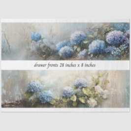 Decoupage Hydrangea Flowers Drawer Fronts 29x8  Tissuepapier