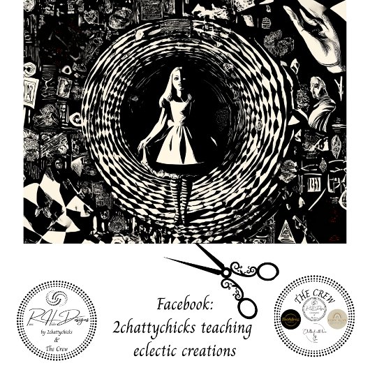 Decoupage Hypnotic Wonderland Rabbit Hole Fantasy Tissuepapier