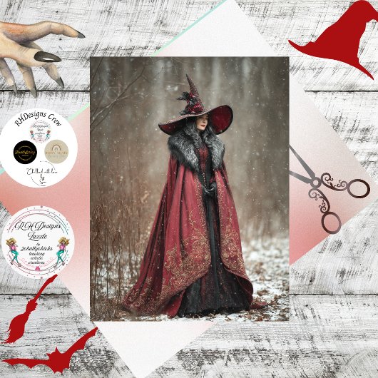 Decoupage Ierse Winterheks van Licht  Tissuepapier