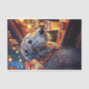 Decoupage Ierse Wolfshond aan de bar tissue papier