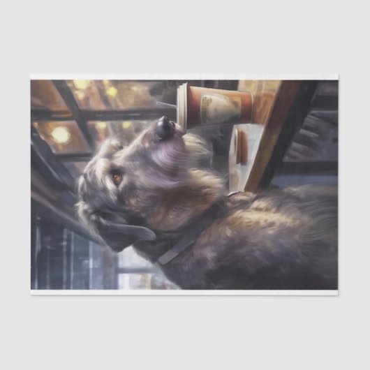 Decoupage Ierse Wolfshond in Café Tissuepapier (Voorkant)