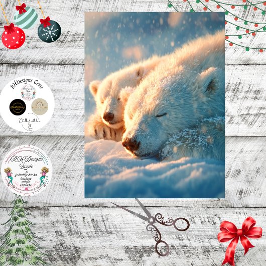 Decoupage IJsbeer Winterse Landschap Slaap Tissuepapier