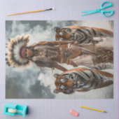 Decoupage Indiase vrouw 2 Bengaalse tijgers Tissuepapier (Craft)