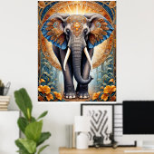 Decoupage - Indische heilige olifant als icoon Poster (Thuiskantoor)