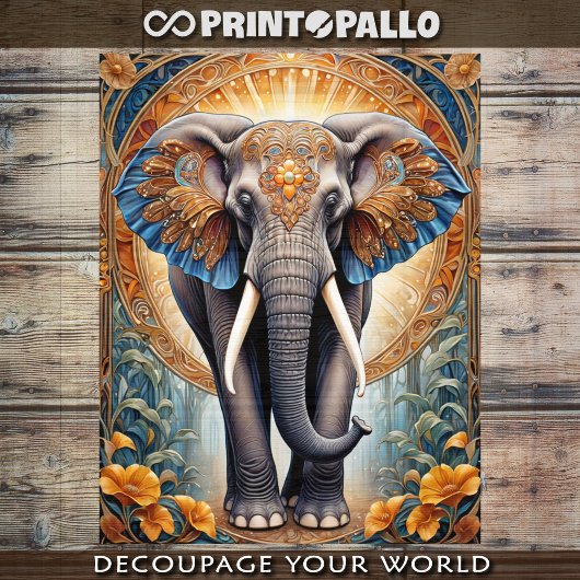Decoupage - Indische heilige olifant als icoon Poster