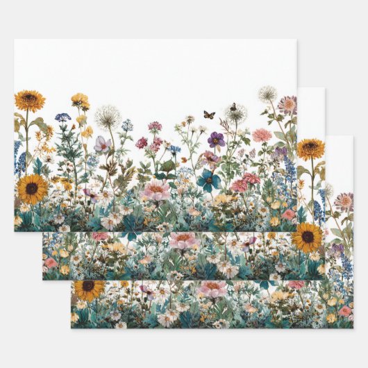 Decoupage Inpakken Landschap Wilde Bloemen Transfe Inpakpapier Vel (Set)