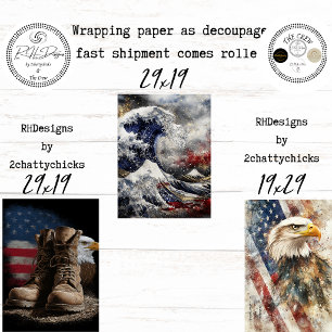 Decoupage Inpakpapier VS Amerikaanse Vlag Adelaar Vel