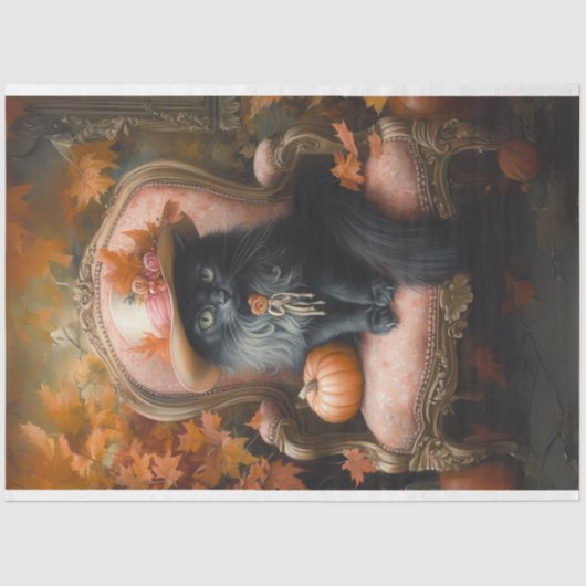 Decoupage instellen Black Cat Herfst Seizoen Tissuepapier (Voorkant)