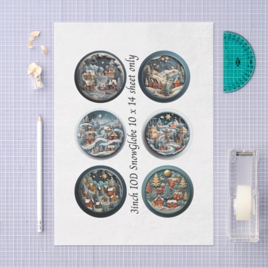 Decoupage IOD Snow Globe Molds Winter Village 3" Tissuepapier (Craft)