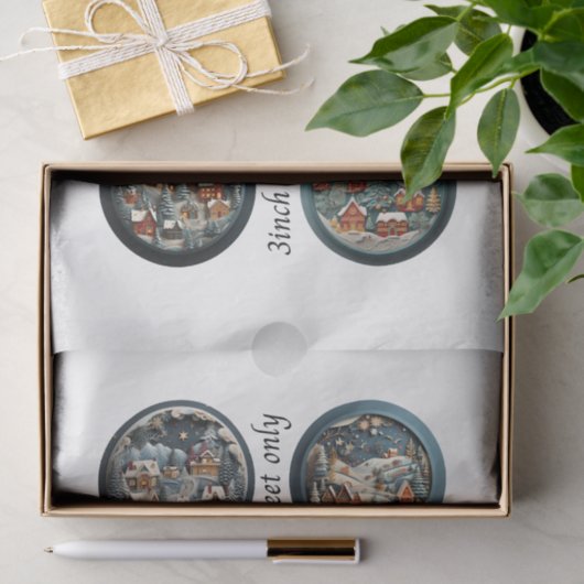 Decoupage IOD Snow Globe Molds Winter Village 3" Tissuepapier (Geschenk)