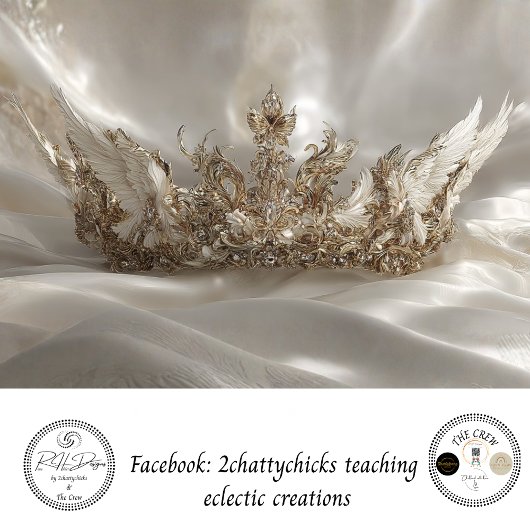 Decoupage Ivory Crown Wing Elements Filigree Tissuepapier
