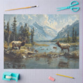Decoupage Jagen Vist Elk Mountains Sneeuw Tissuepapier (Craft)
