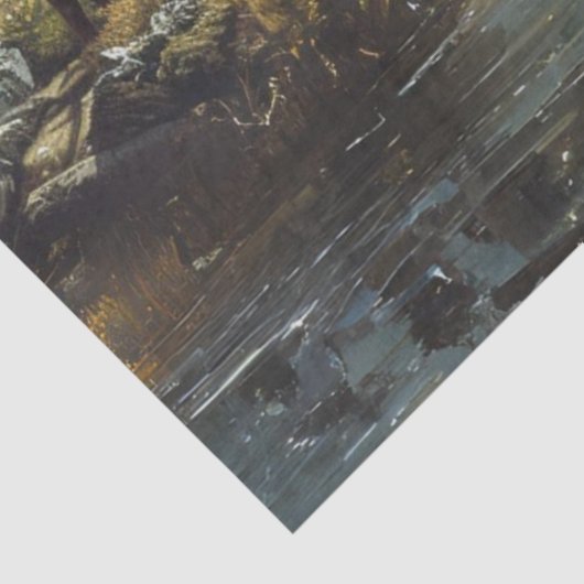 Decoupage Jagen Vist Elk Mountains Sneeuw Tissuepapier (Detail)