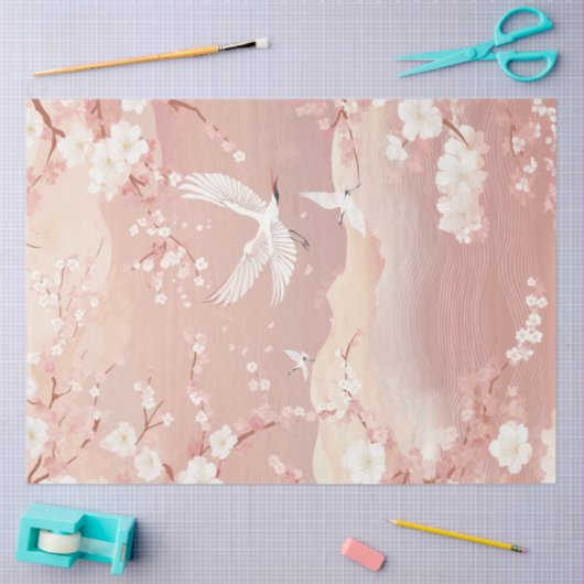 Decoupage Japanse lente landschap vrolijke bloesem Tissuepapier (Craft)