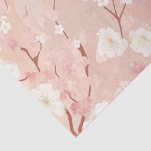 Decoupage Japanse lente landschap vrolijke bloesem Tissuepapier (Detail)