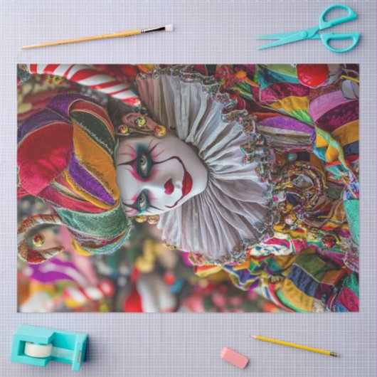 Decoupage Jester Clown Vibrant Circus Kostuum Tissuepapier (Craft)