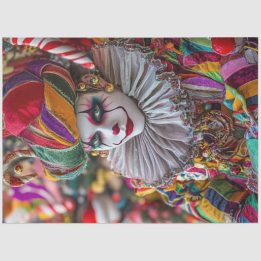 Decoupage Jester Clown Vibrant Circus Kostuum Tissuepapier (Voorkant)