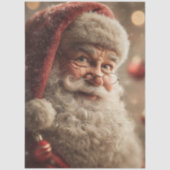 Decoupage Jolly Kerstman Close-up Festieve Kerstmi Tissuepapier (Voorkant)