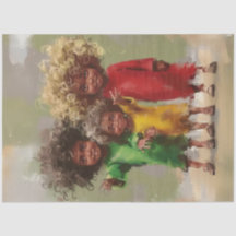 Decoupage Joyful Curly Headed Kinderen in Rood