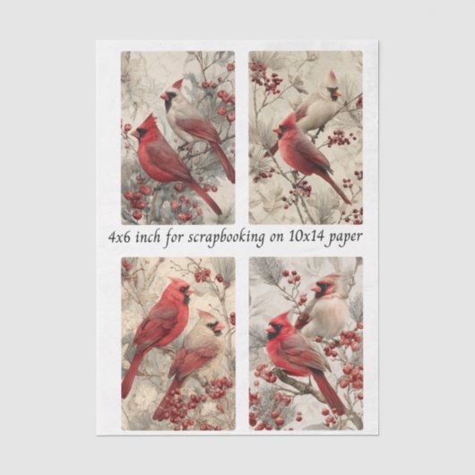 Decoupage Kardinaalpanelen 4x6" & 4 Ontwerpen Tissuepapier (Voorkant)