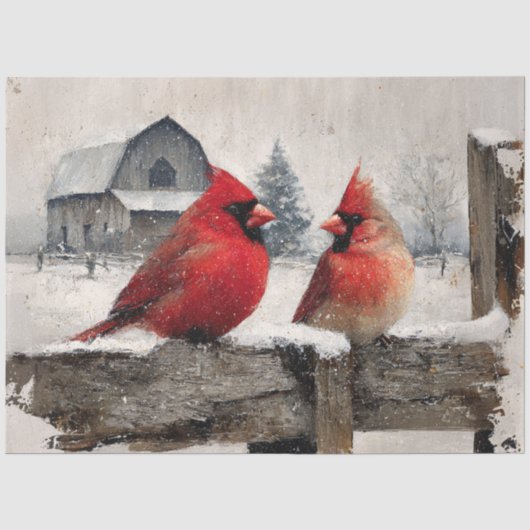 Decoupage Kardinalen Vintage Boerderij Tissuepapier (Voorkant)