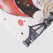 Decoupage Kat met rode paraplu waling in de regen Tissuepapier (Detail)