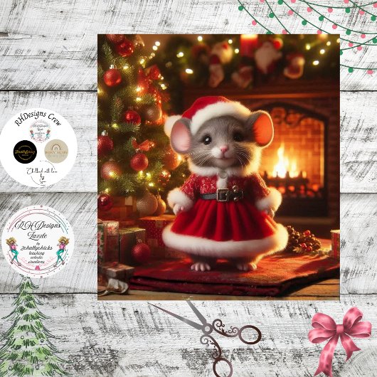 Decoupage Kerst Muis Santa Pak Tissuepapier