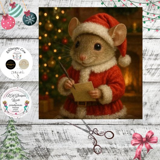 Decoupage Kerst Muis Santa Pak Tissuepapier