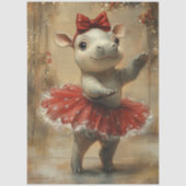 Decoupage Kerst Nijlpaard Ballerina Whimsisch Tissuepapier (Voorkant)