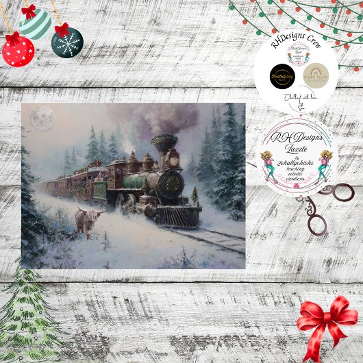 Decoupage Kerst Nostalgische Stoomlocomotief Trein Tissuepapier