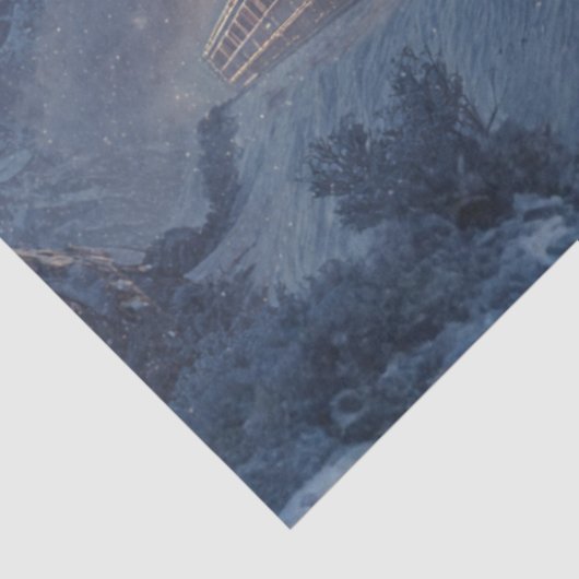 Decoupage Kerst Stoomtrein Ierland Bergen Tissuepapier (Detail)