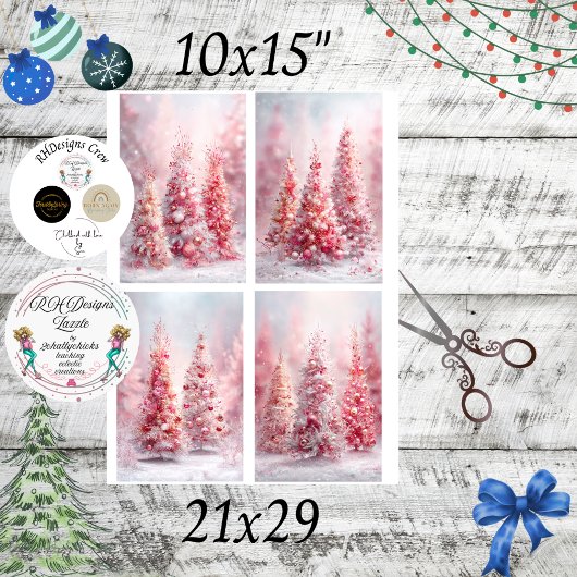 Decoupage kerstboom 10x15 plakboek Design Tissuepapier