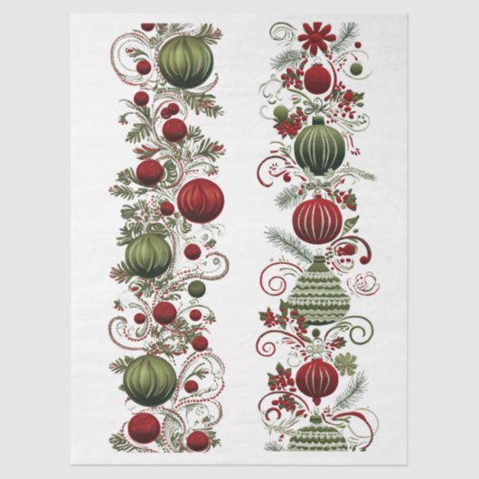 Decoupage Kerstcascade van Ornamenten Tissuepapier (Voorkant)