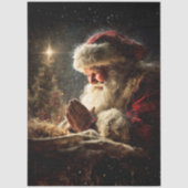 Decoupage Kerstman Bidt Ware Betekenis Kerstmis Tissuepapier (Voorkant)