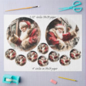Decoupage Kerstman die zwaait vanuit trein 12 & 4" Tissuepapier (Craft)