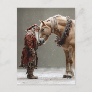Decoupage Kerstman en Paard Speciale Moment Briefkaart