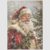 Decoupage Kerstman Festieve Rode Jas Kunstwerk Tissuepapier (Voorkant)