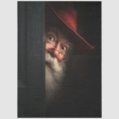 Decoupage Kerstman Geheim Controle Kijkende Kunst Tissuepapier (Voorkant)