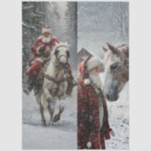 Decoupage Kerstman Paard 10x20 Projecten Tissuepapier (Voorkant)