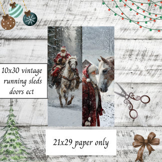 Decoupage Kerstman Paard 10x20 Projecten Tissuepapier