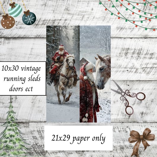 Decoupage Kerstman Paard 10x20 Projecten Tissuepapier
